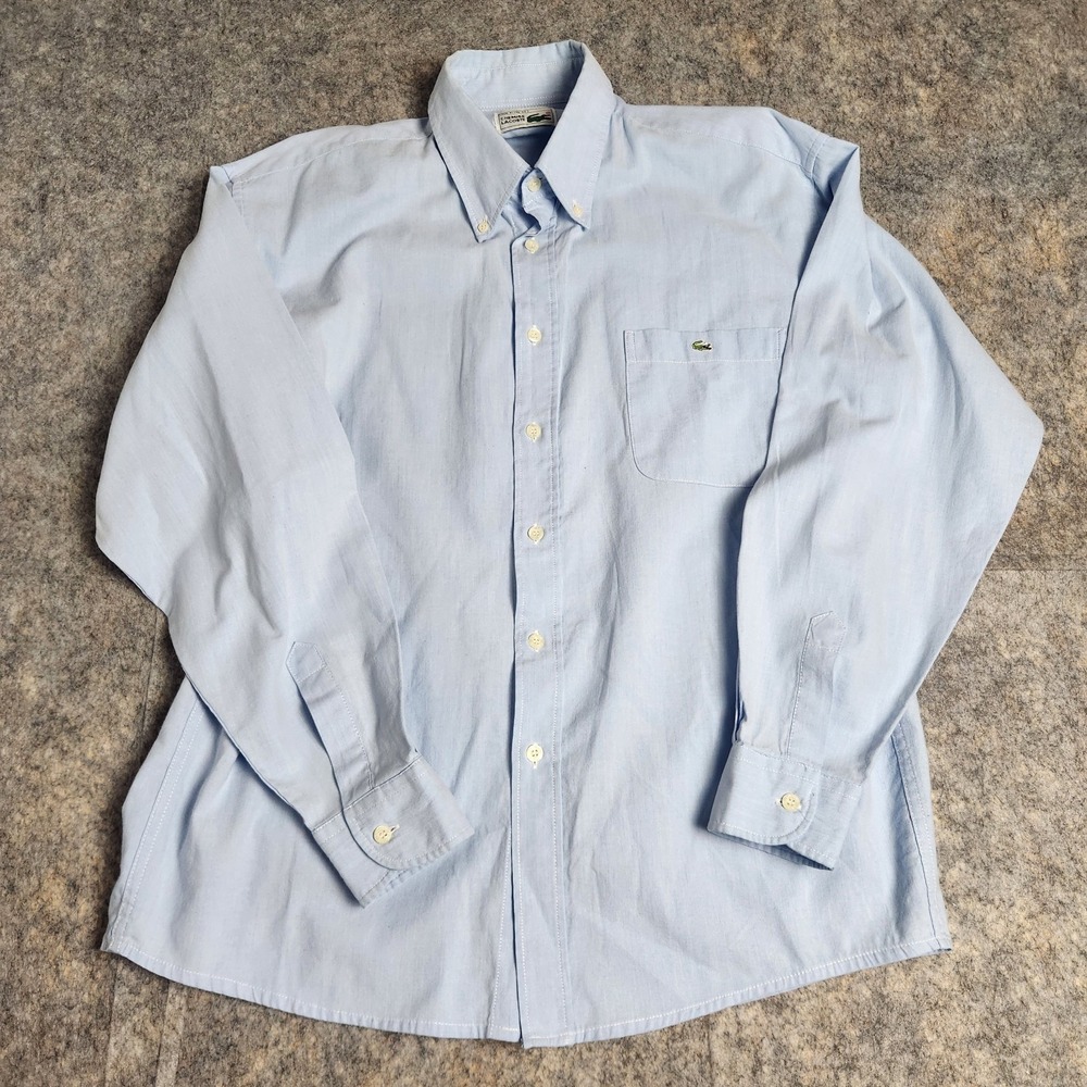 Lacoste Chemise Shirt Men XL Blue Long Sleeve Button Down Cotton Polyester Prep